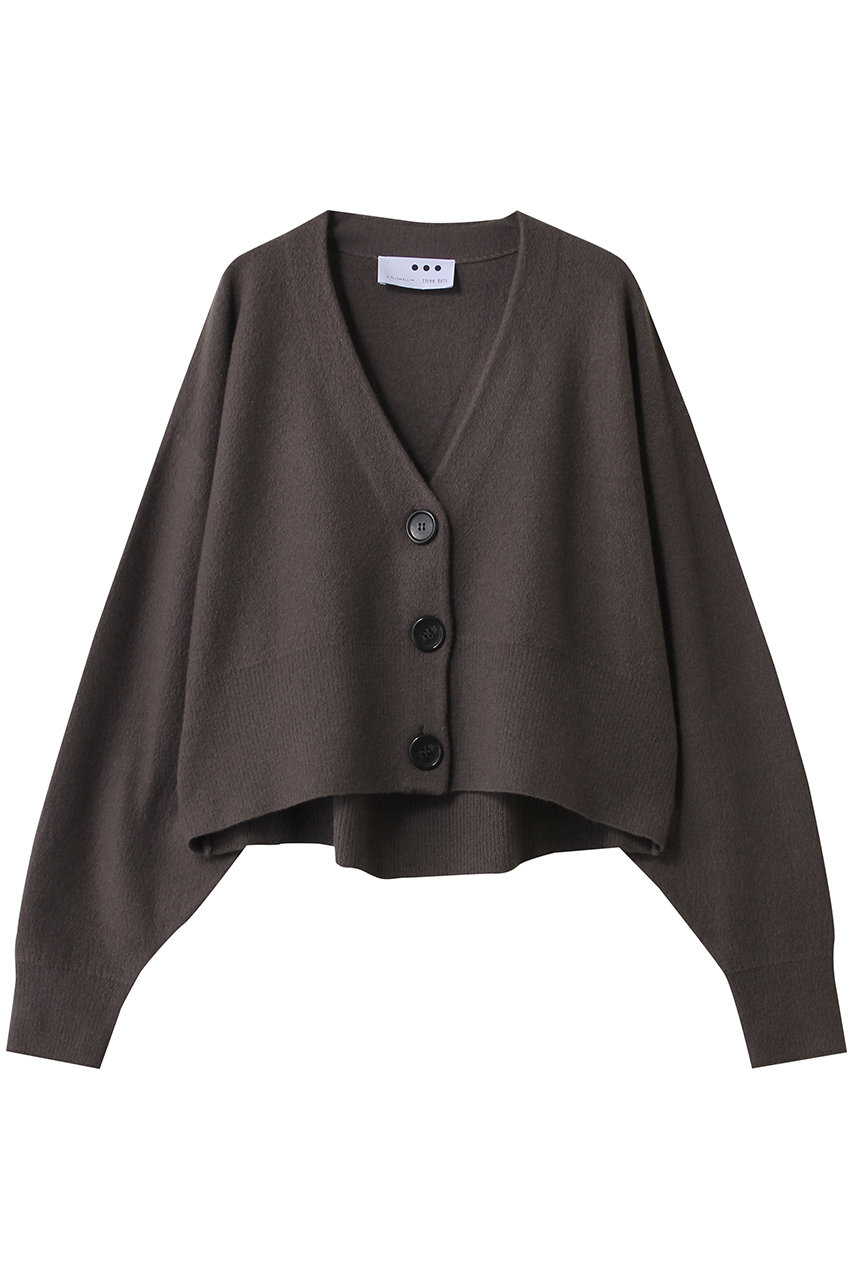 スリードッツ/three dotsのフェルトセーター カーディガン(ブラック/FW7004Y)