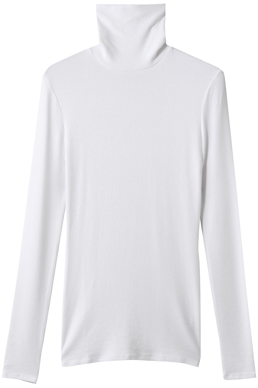 three dots レーヨンニットリブジャージー タートルトップ (ホワイト, S) スリードッツ ELLE SHOP
