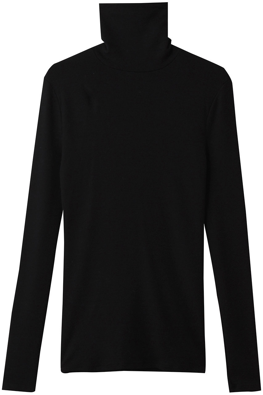 three dots レーヨンニットリブジャージー タートルトップ (ブラック, S) スリードッツ ELLE SHOP