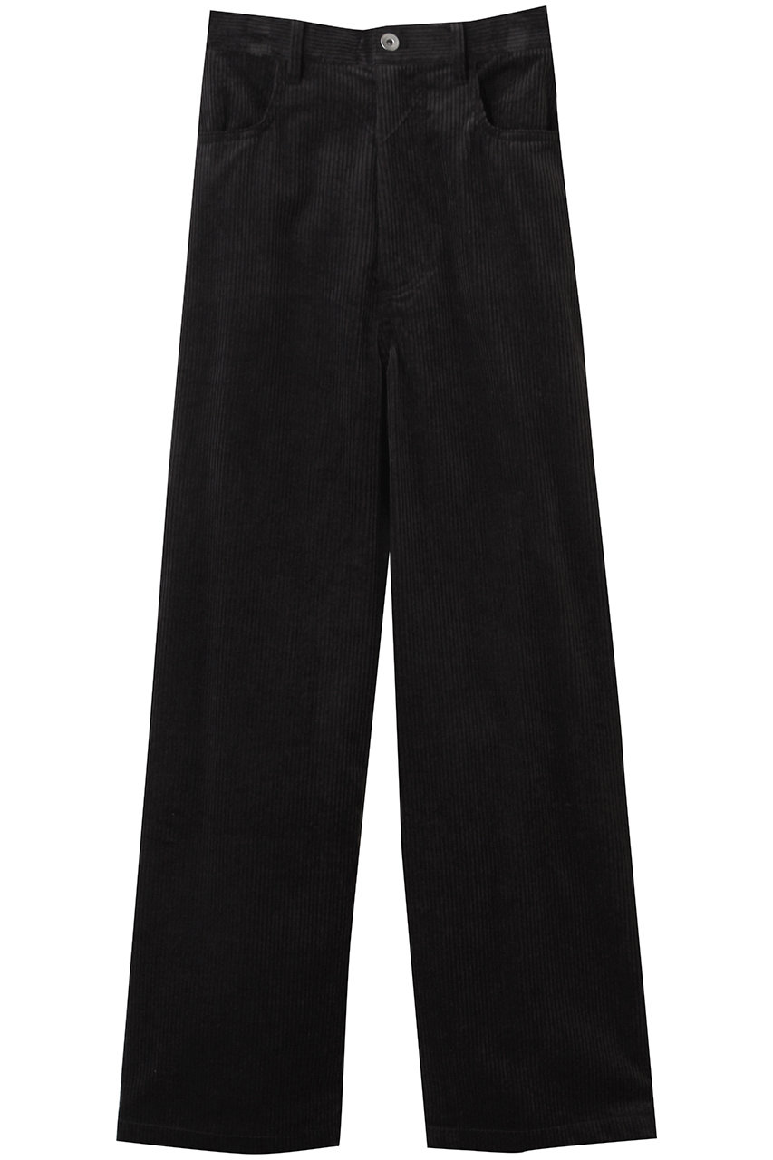 three dots バルキーコーデュロイ パンツ (ブラック, M) スリードッツ ELLE SHOP