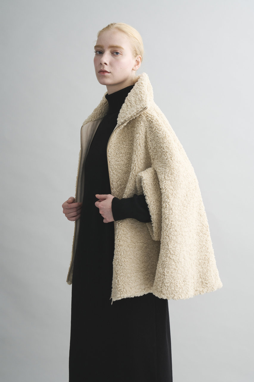 スリードッツ　プードル　ボアジャケット three dots(スリードッツ)｜プードルボア ケープベスト/オフ