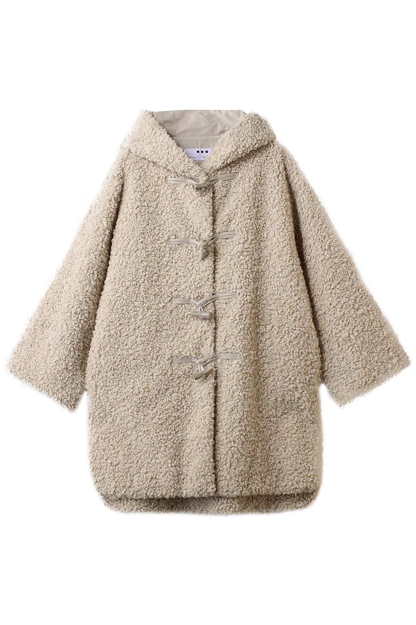 three dots プードルボア ダッフルコート (オフホワイト, S) スリードッツ ELLE SHOP