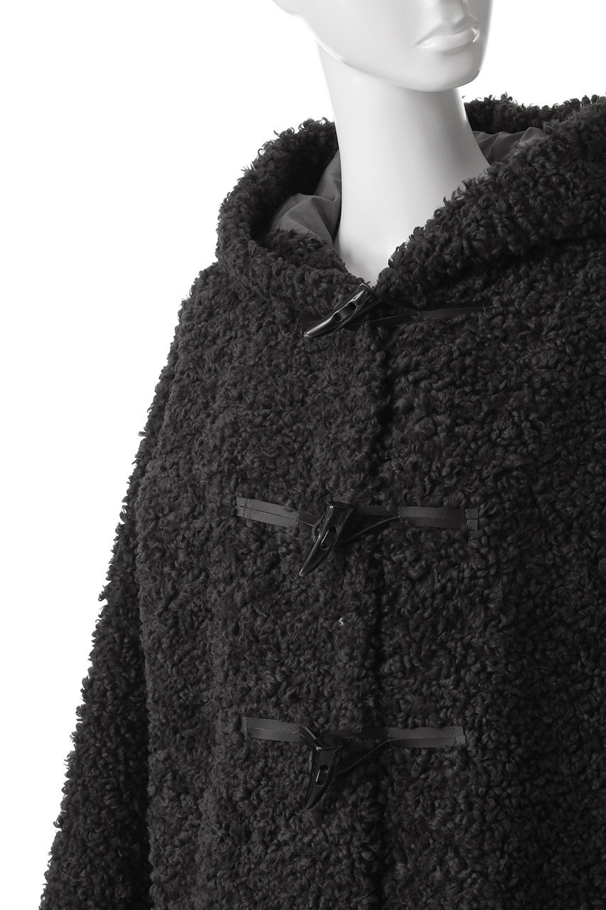 週末値下げ　THREE DOTS （スリードッツ）エコファー　ダッフルコート　黒 週末値下げ THREE DOTS （スリードッツ）エコファー ダッフル