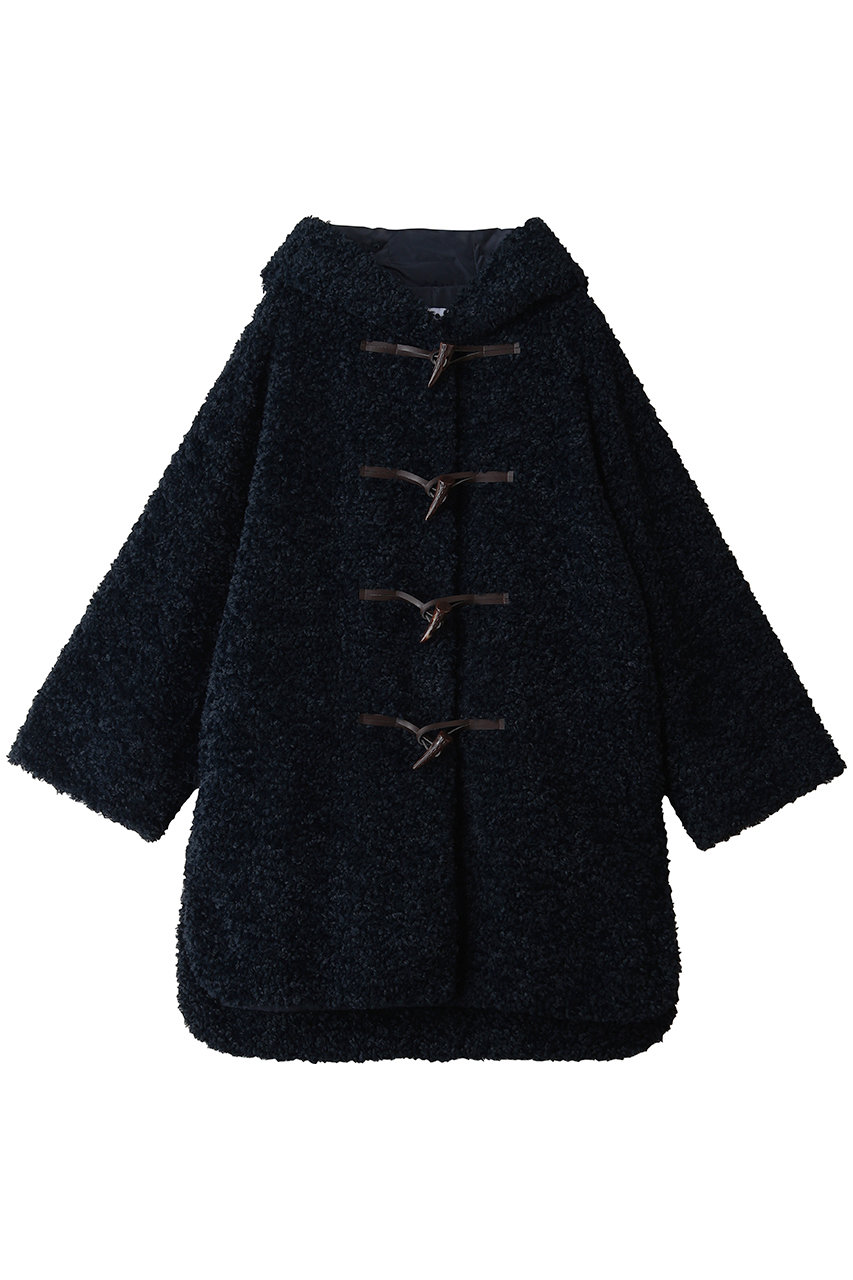 three dots プードルボア ダッフルコート (ネイビー, S) スリードッツ ELLE SHOP