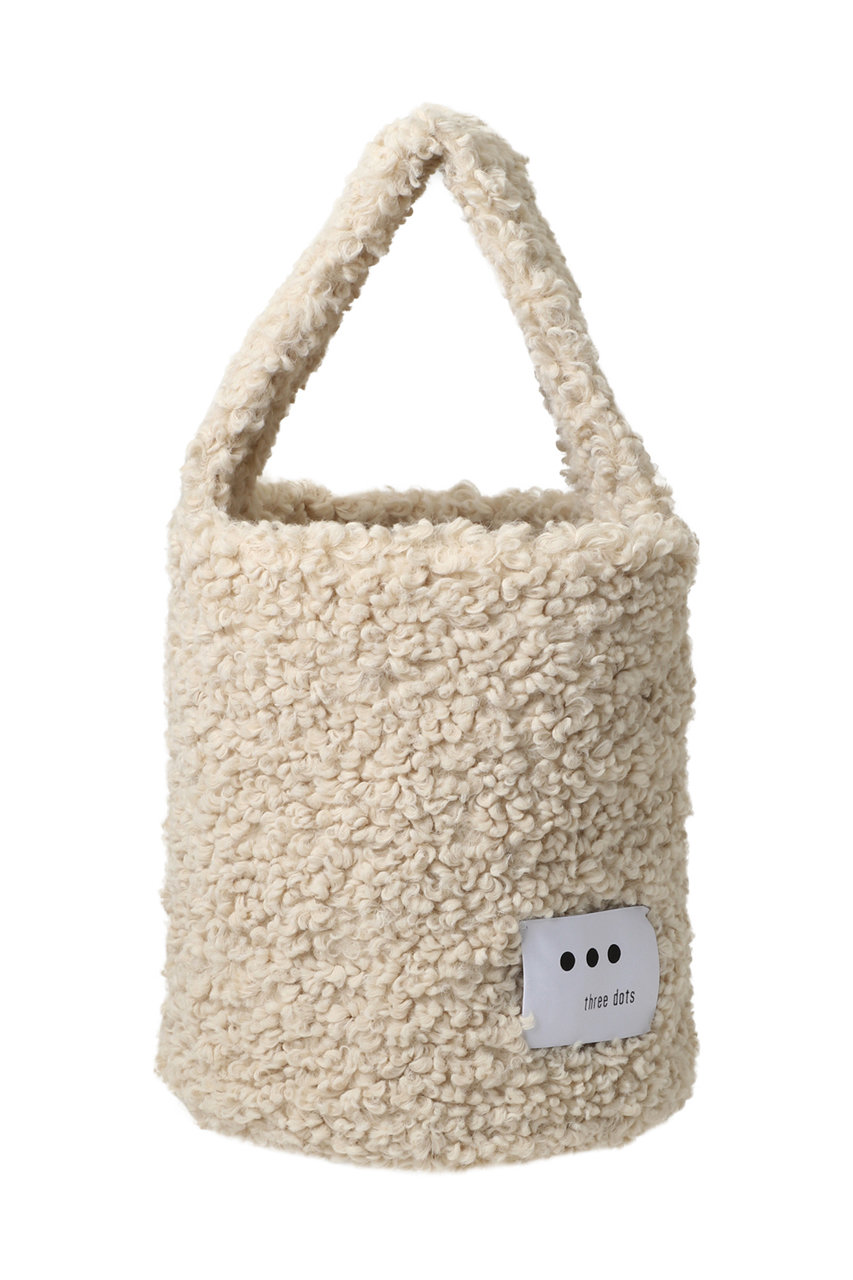 three dots プードルボア スモールバケットバック (オフホワイト, F) スリードッツ ELLE SHOP