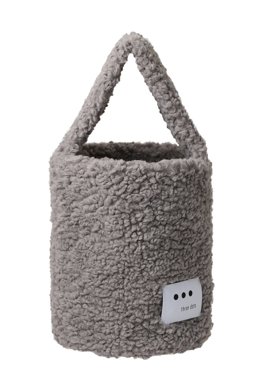 three dots プードルボア スモールバケットバック (グレー, F) スリードッツ ELLE SHOP