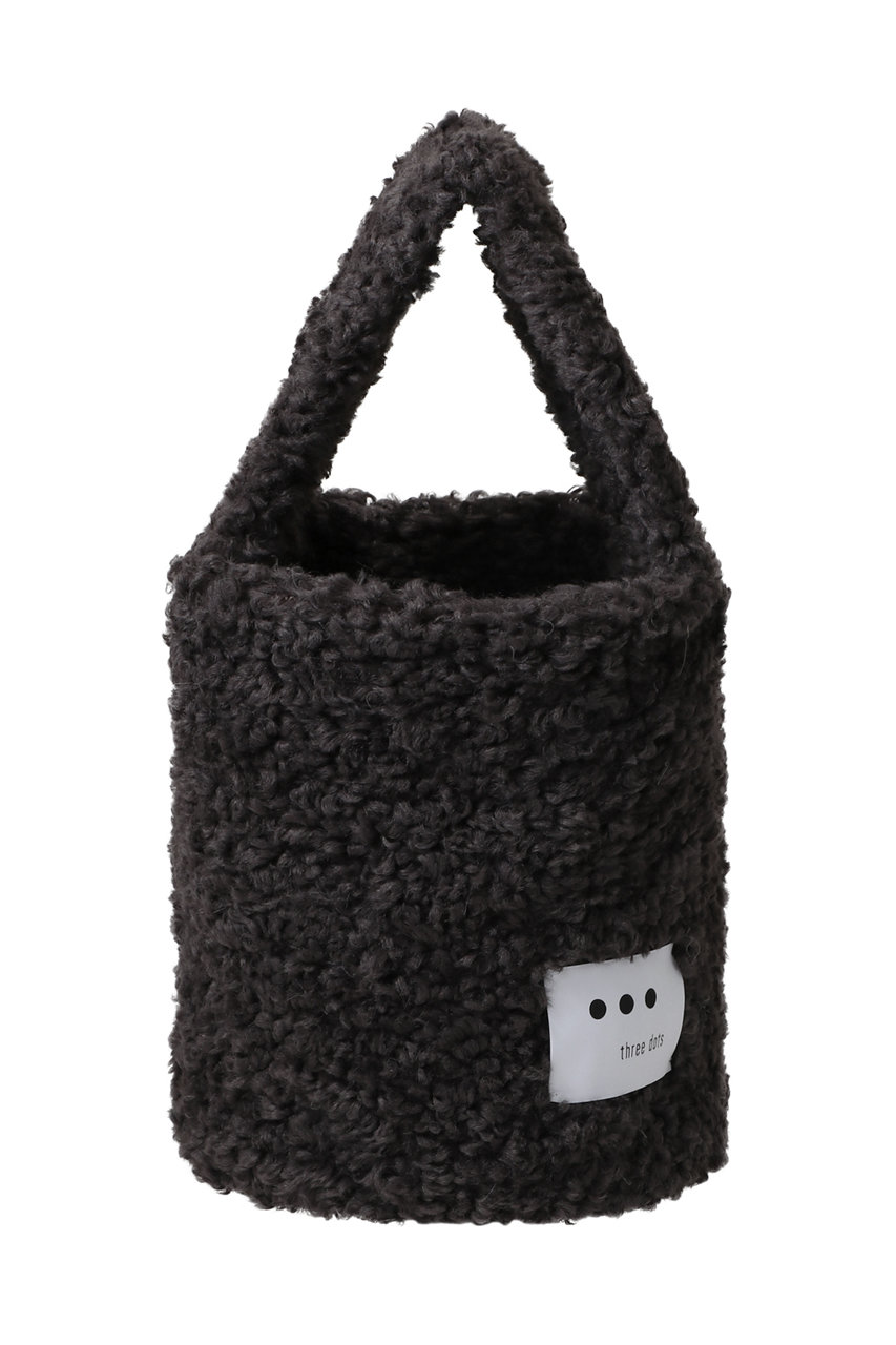 three dots プードルボア スモールバケットバック (ブラック, F) スリードッツ ELLE SHOP