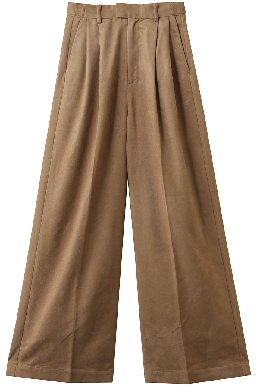 three dots フェイクスエード パンツ (キャメル, S) スリードッツ ELLE SHOP