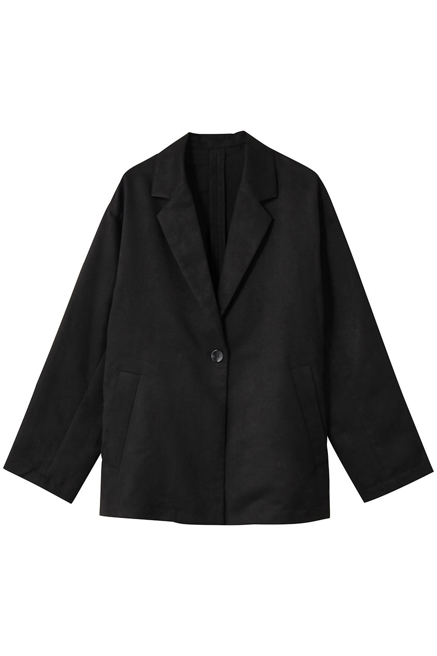 three dots フェイクスエード ジャケット (ブラック, XS) スリードッツ ELLE SHOP