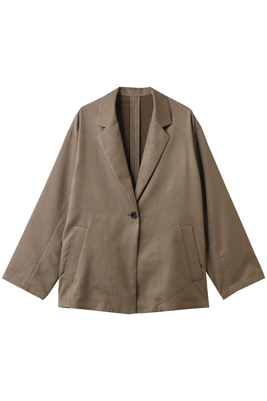 three dots フェイクスエード ジャケット (フェードグレー, S) スリードッツ ELLE SHOP