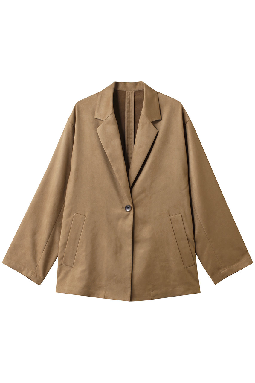three dots フェイクスエード ジャケット (キャメル, S) スリードッツ ELLE SHOP