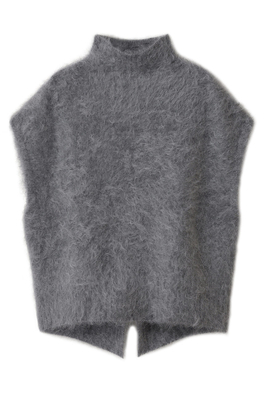 three dots ファーカシミヤ ベスト (グレー, S) スリードッツ ELLE SHOP