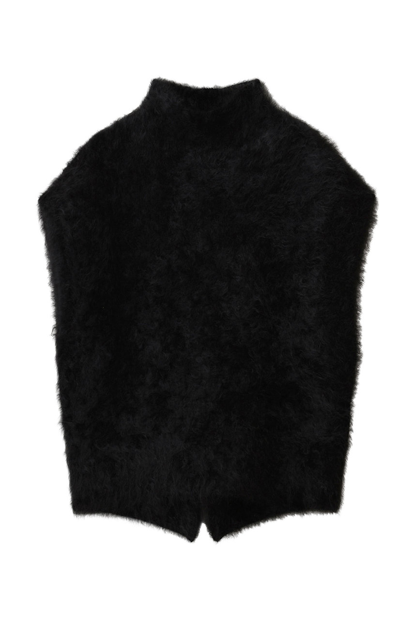 three dots ファーカシミヤ ベスト (ブラック, S) スリードッツ ELLE SHOP