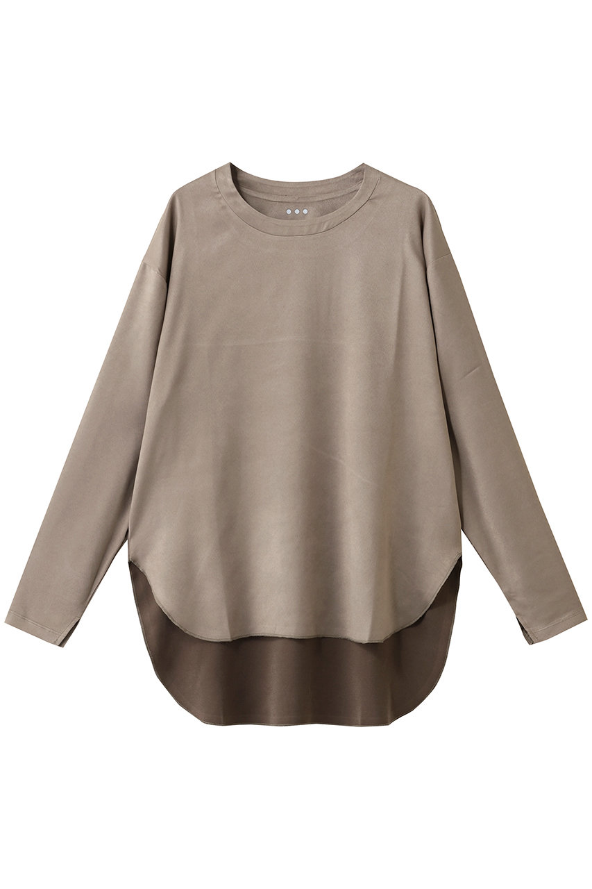 three dots スエードジャージー 長袖Tシャツ (グレーベージュ, S) スリードッツ ELLE SHOP three dots スエードジャージー 長袖Tシャツ (グレーベージュ, S) スリードッツ ELLE SHOP