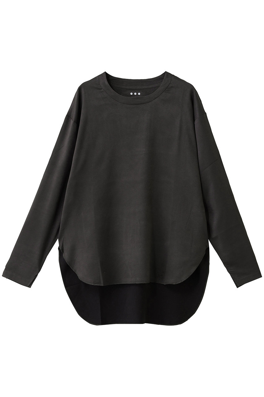 three dots スエードジャージー 長袖Tシャツ (ブラック, S) スリードッツ ELLE SHOP three dots スエードジャージー 長袖Tシャツ (ブラック, S) スリードッツ ELLE SHOP