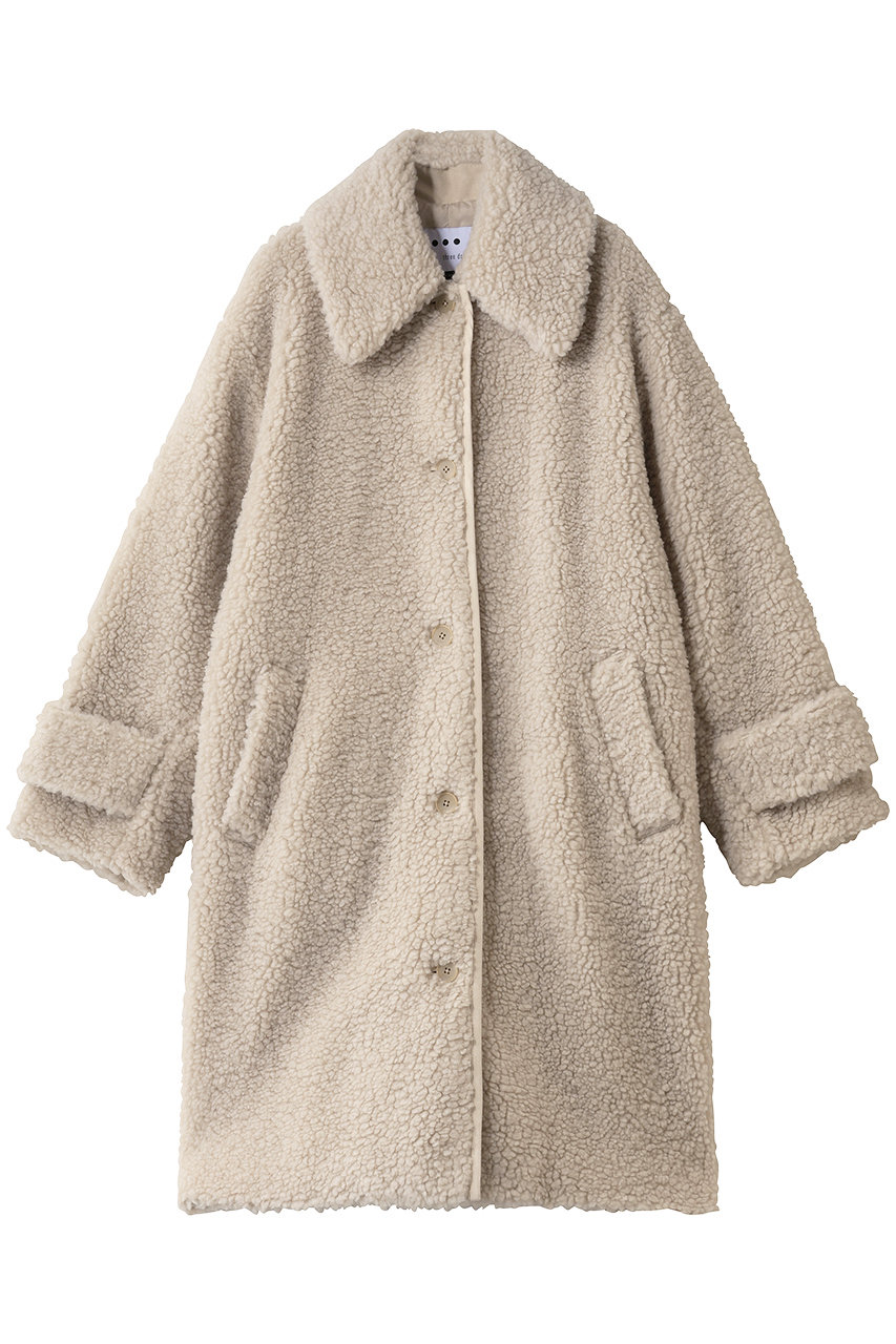 three dots エコペルボア ロングコート (ベージュ, S) スリードッツ ELLE SHOP three dots エコペルボア ロングコート (ベージュ, S) スリードッツ ELLE SHOP