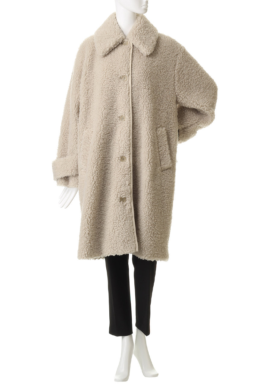 three dots(スリードッツ)｜エコペルボア ロングコート/ベージュ の