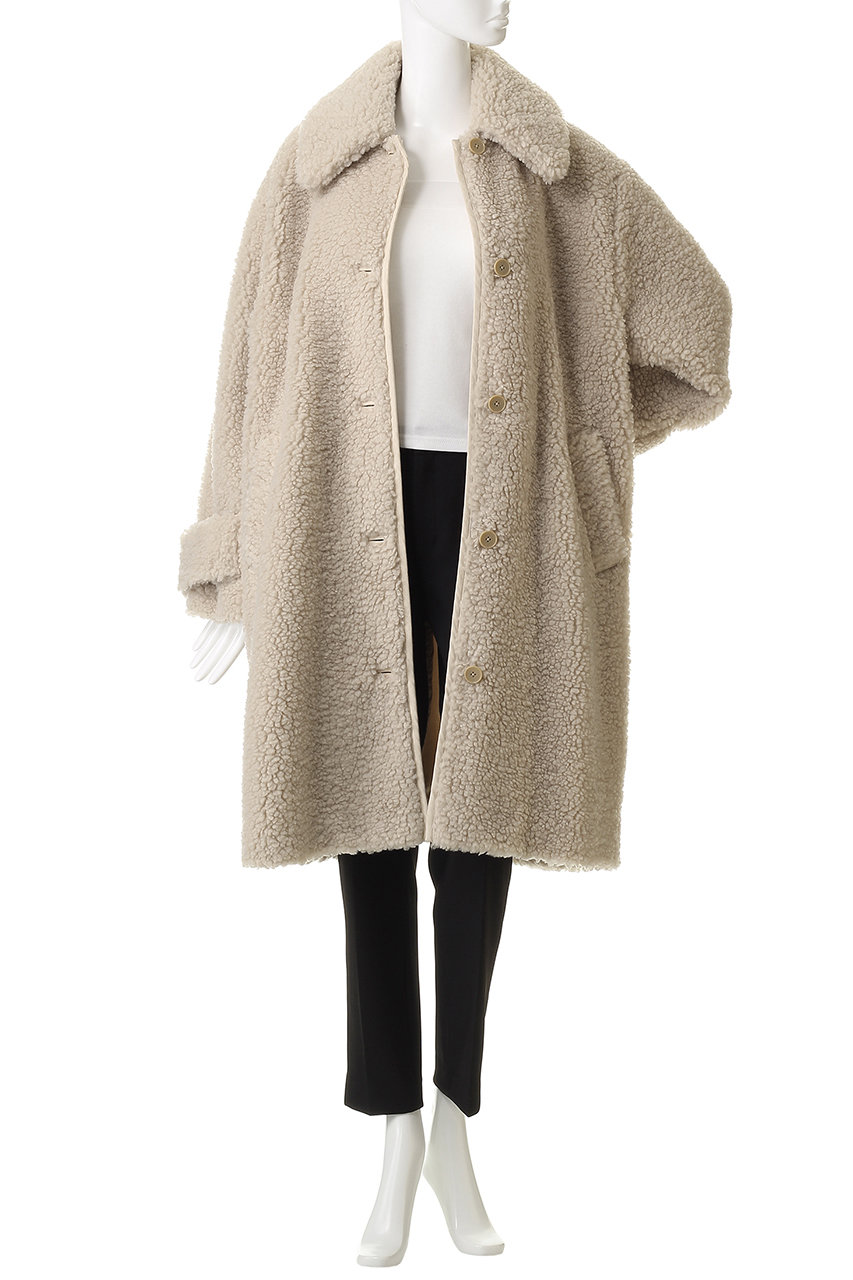 three dots(スリードッツ)｜エコペルボア ロングコート/ベージュ の