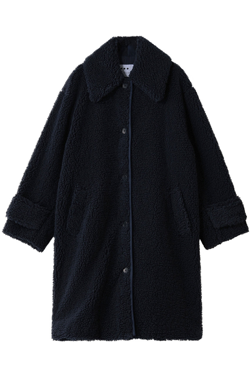 three dots エコペルボア ロングコート (ネイビー, S) スリードッツ ELLE SHOP three dots エコペルボア ロングコート (ネイビー, S) スリードッツ ELLE SHOP