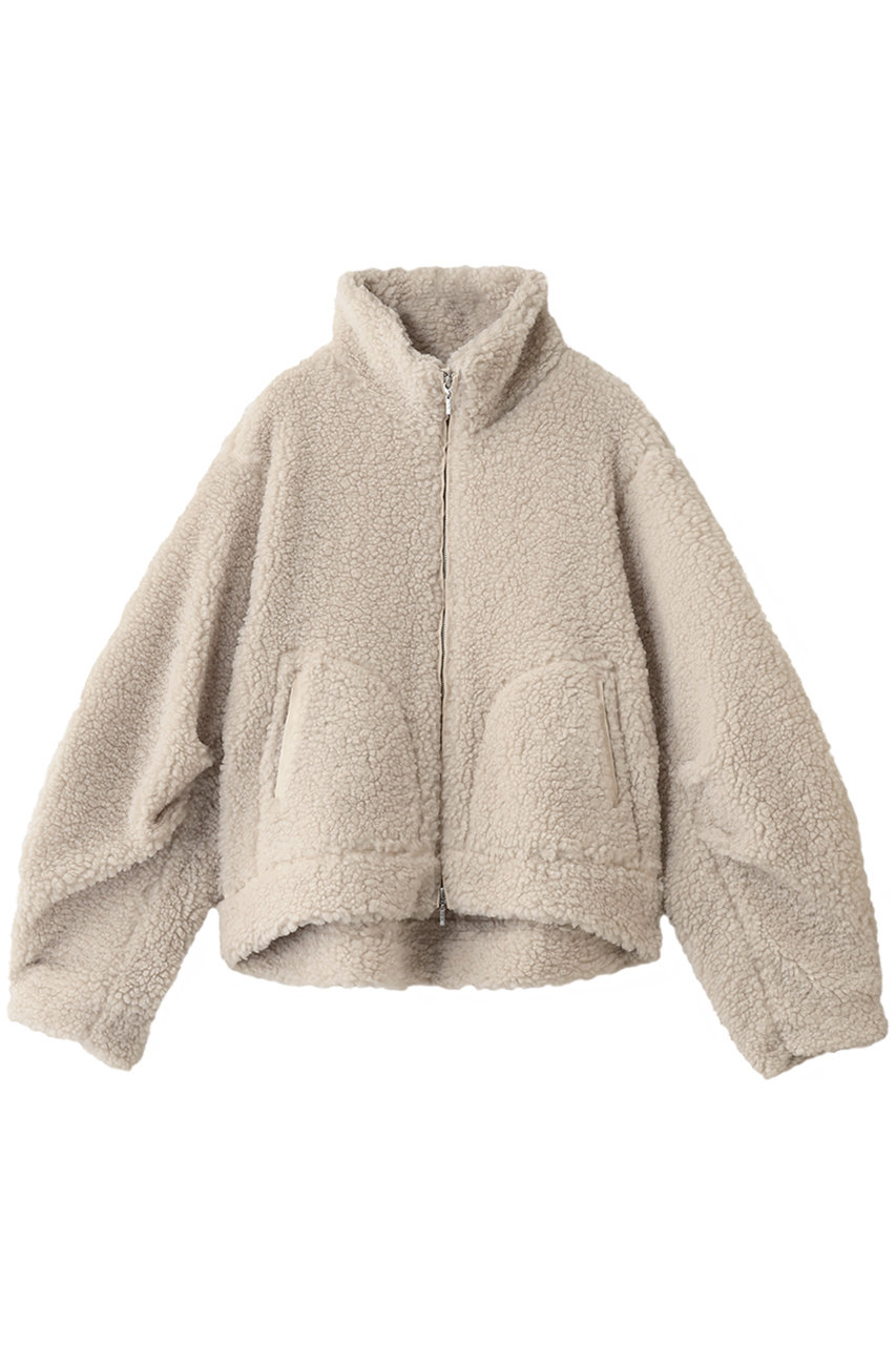 three dots エコペルボア ボンバージャケット (ベージュ, S) スリードッツ ELLE SHOP three dots エコペルボア ボンバージャケット (ベージュ, S) スリードッツ ELLE SHOP