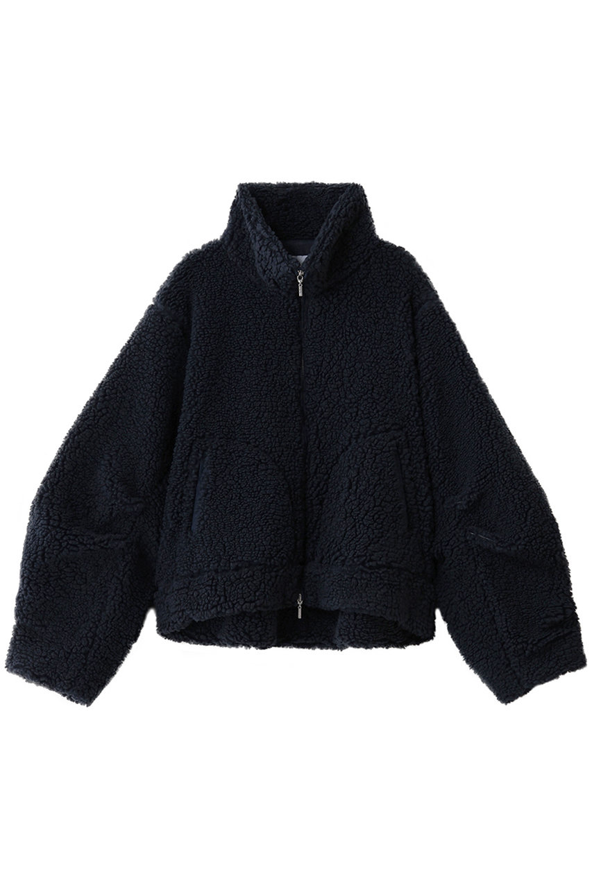 three dots エコペルボア ボンバージャケット (ネイビー, S) スリードッツ ELLE SHOP