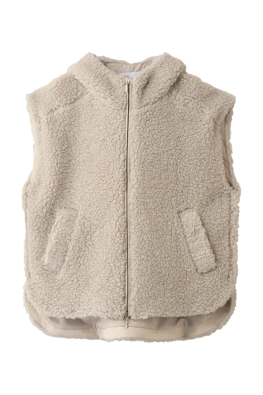 three dots エコペルボア ケープベスト (ベージュ, S) スリードッツ ELLE SHOP three dots エコペルボア ケープベスト (ベージュ, S) スリードッツ ELLE SHOP