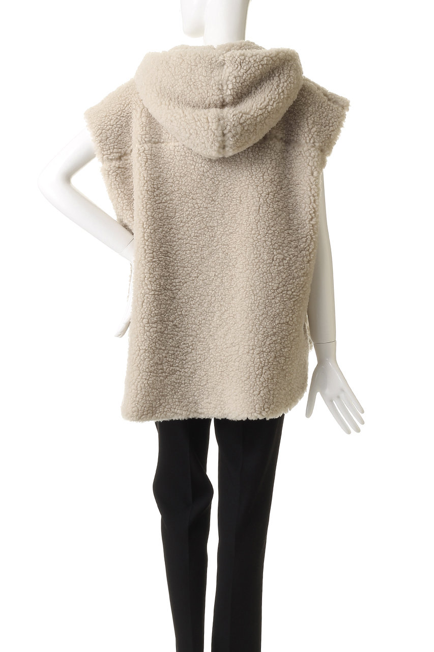 three dots(スリードッツ)｜エコペルボア ケープベスト/ベージュ の