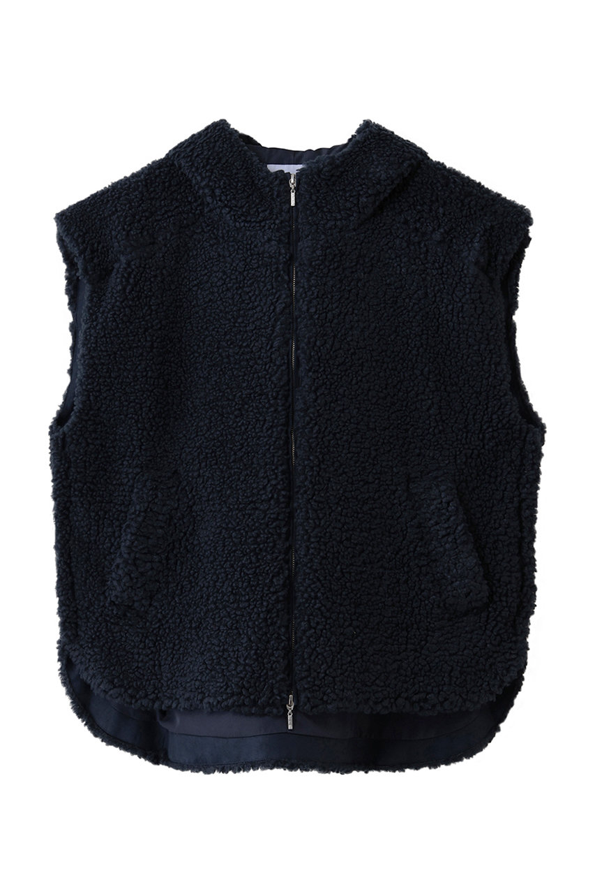 three dots エコペルボア ケープベスト (ネイビー, S) スリードッツ ELLE SHOP three dots エコペルボア ケープベスト (ネイビー, S) スリードッツ ELLE SHOP