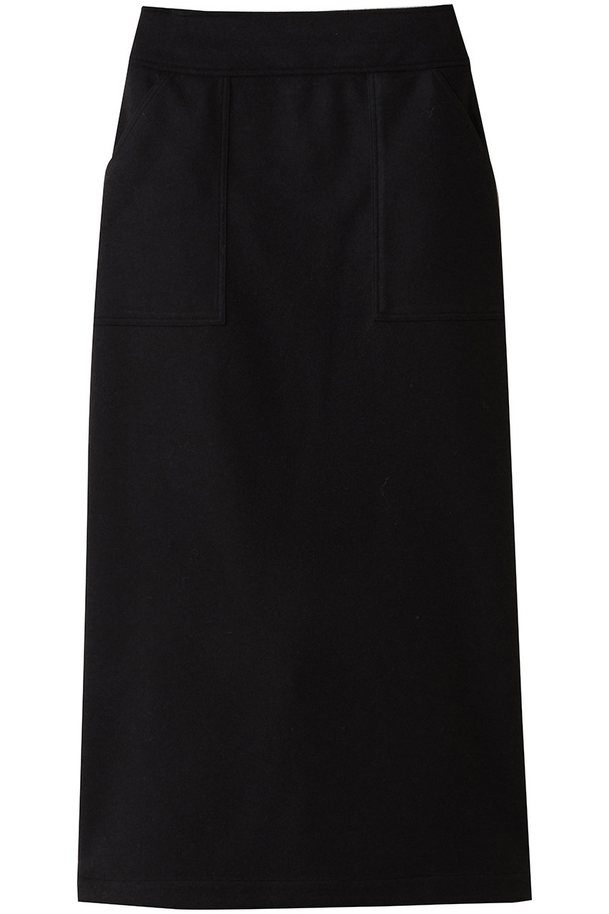 three dots ウーリージャージー スカート (ブラック, M) スリードッツ ELLE SHOP