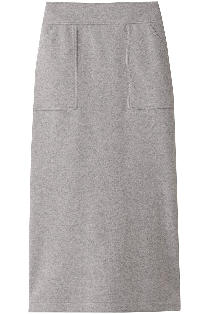 three dots ウーリージャージー スカート (メランジグレー, S) スリードッツ ELLE SHOP