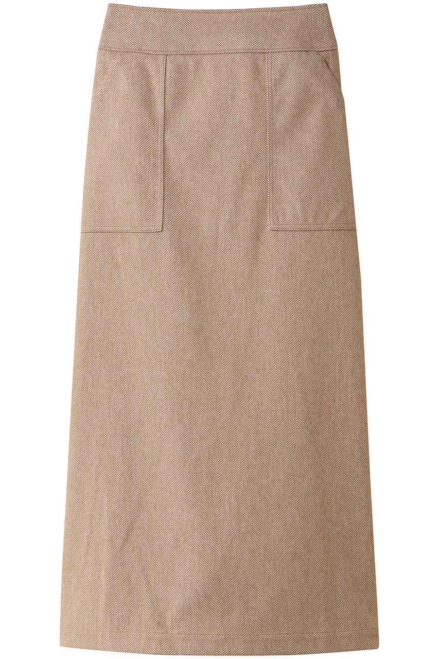 スリードッツ/three dotsのウーリージャージー スカート(キャメルマルチ/WJ3001YE)