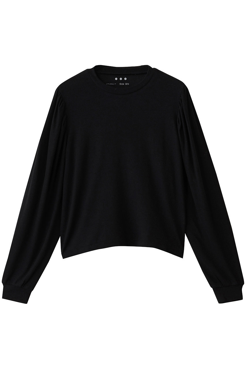 スリードッツ/three dotsのブラッシュドセーター ボリュームスリーブ トップス(ブラック/QR2006Y)