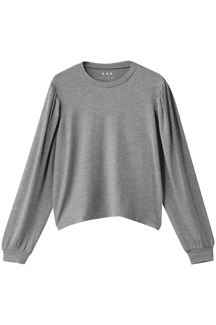 three dots ブラッシュドセーター ボリュームスリーブ トップス (グレーメランジ, M) スリードッツ ELLE SHOP