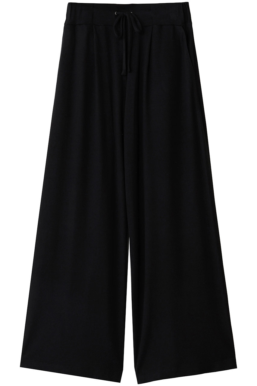 three dots ブラッシュドセーター ワイドパンツ (ブラック, M) スリードッツ ELLE SHOP