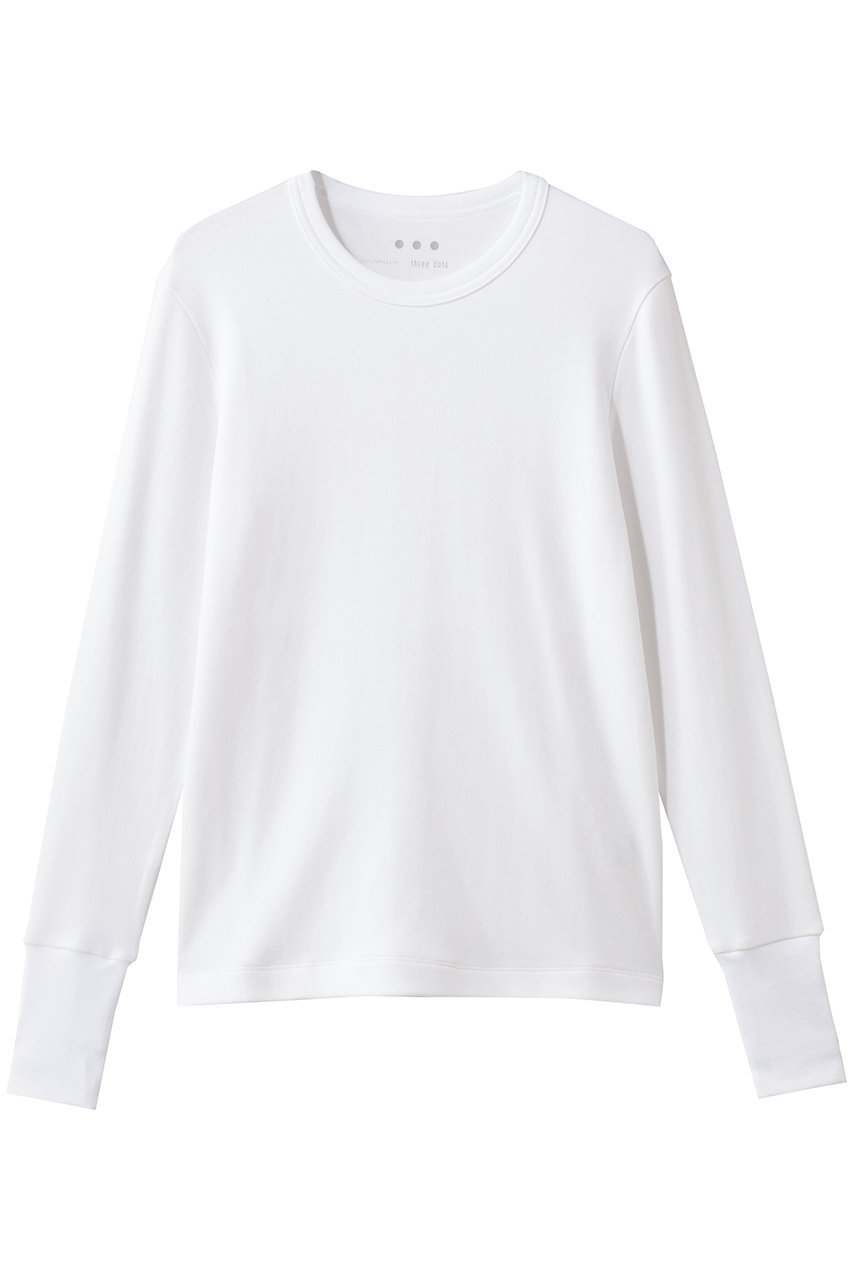 スリードッツ/three dotsのスフレコットン ロングスリーブ(ホワイト/SM2004Y)
