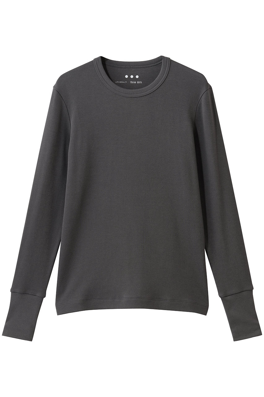 スリードッツ/three dotsのスフレコットン ロングスリーブ(インクブラック/SM2004Y)
