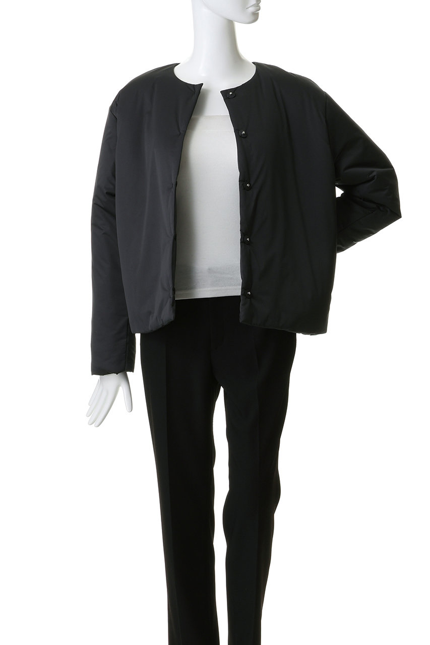 three dots(スリードッツ)｜パファー カラーレスジャケット/アイボリー