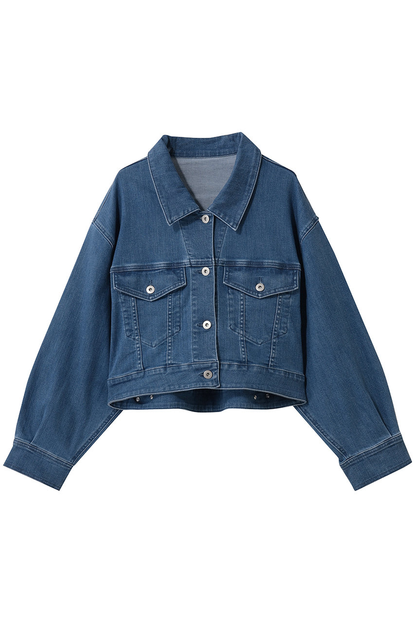 スリードッツ/three dotsのデニム ショートジャンパー(ブルー/DX7001Y)