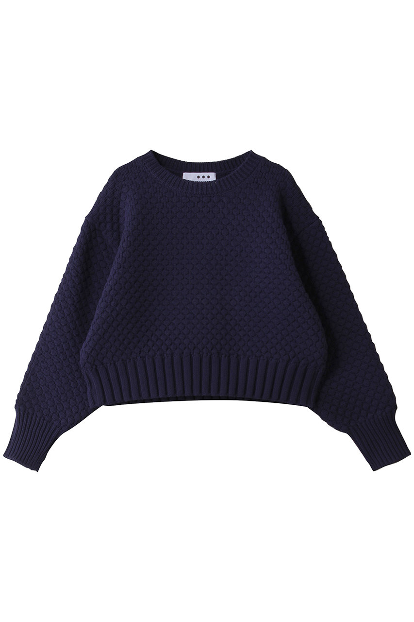スリードッツ/three dotsのスポンジースムース ポップコーンプルオーバー(ネイビー/GM2002Y)