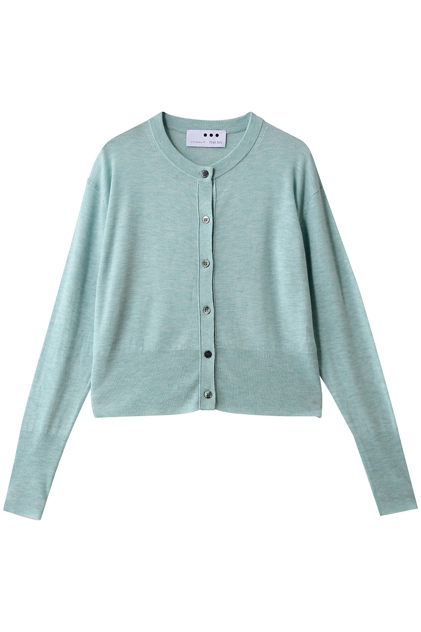 スリードッツ/three dotsのエアセーター ボタンカーディガン(ブルー/AF7001Y)