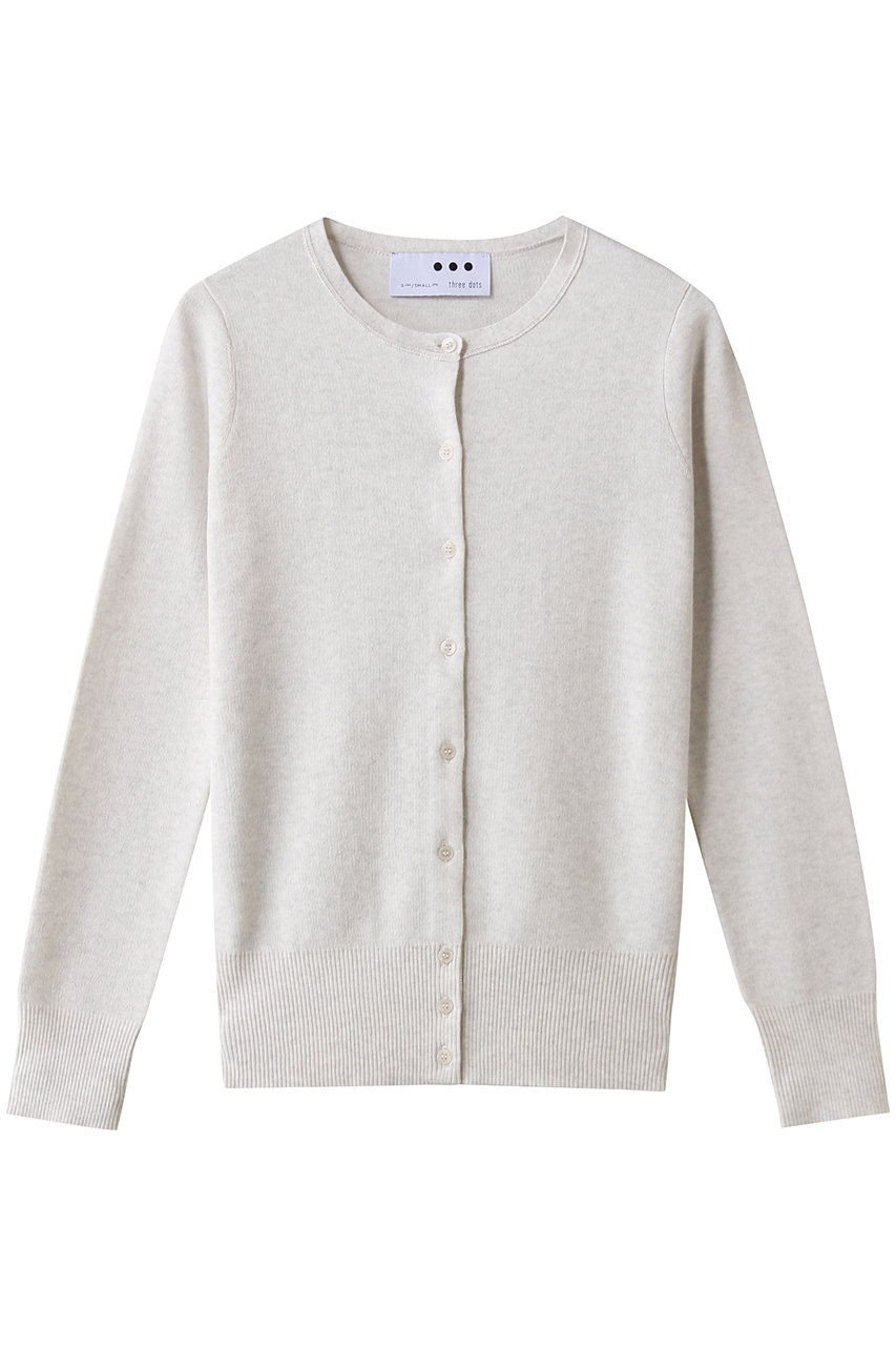 スリードッツ/three dotsのコットンメランジ カーディガン(パウダー/HF757Y)