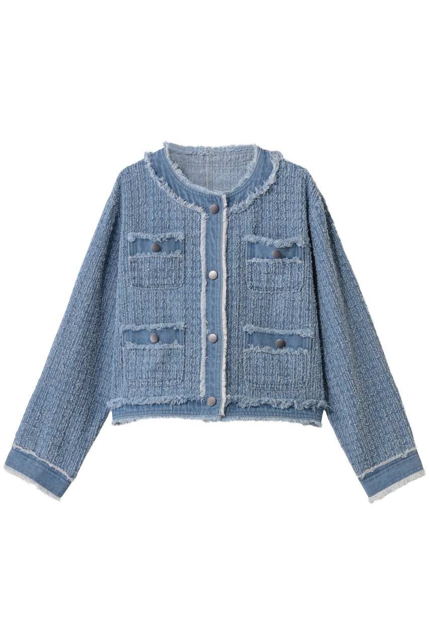 スリードッツ/three dotsのニードルパンチ デニムジャケット(ウォッシュド/ND7001Y)