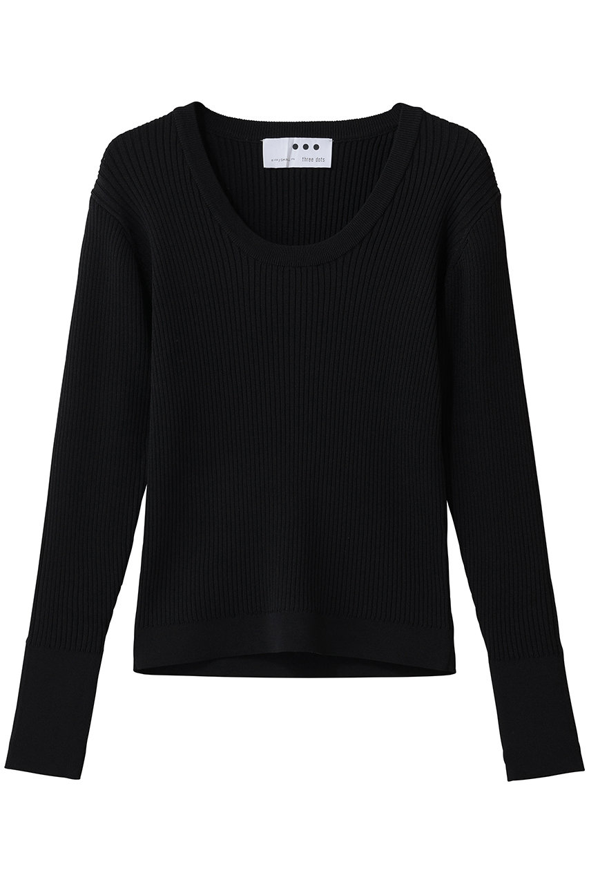 スリードッツ/three dotsのリュクスレーヨン リブジェシカ(ブラック/JK201Y)