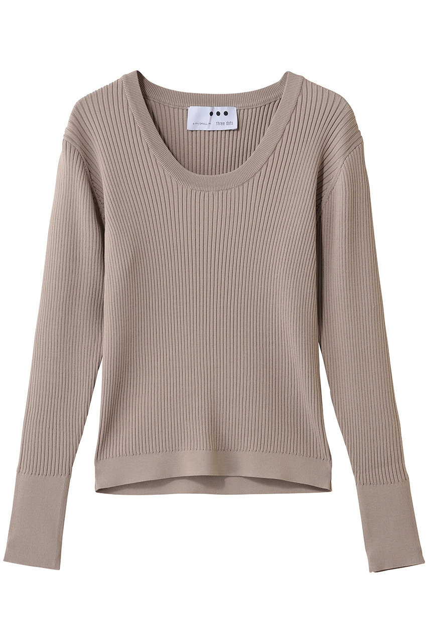 スリードッツ/three dotsのリュクスレーヨン リブジェシカ(スモーキーベージュ/JK201Y)