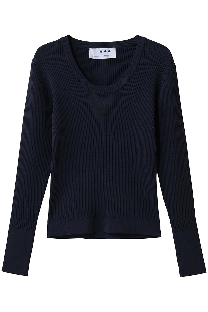 スリードッツ/three dotsのリュクスレーヨン リブジェシカ(ネイビー/JK201Y)