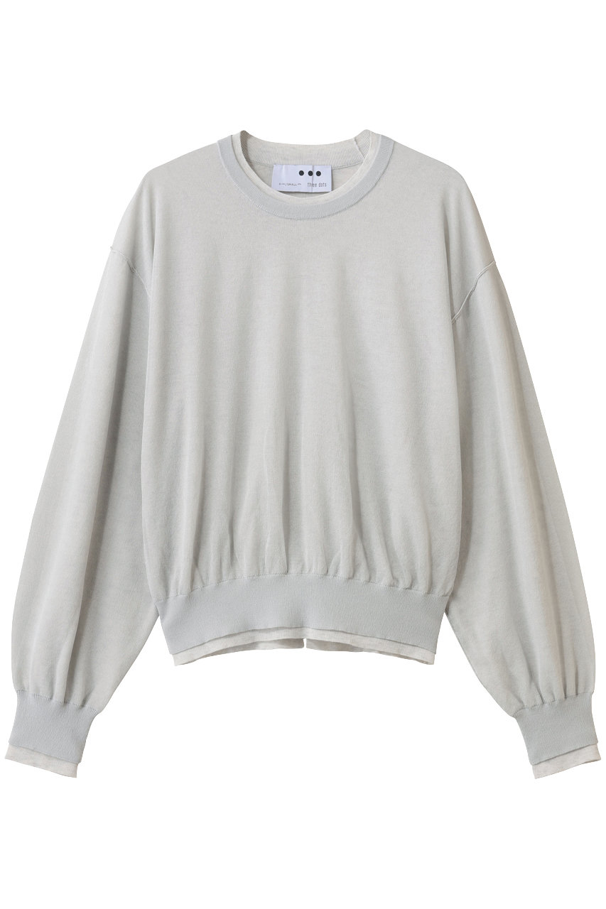 スリードッツ/three dotsのダブルレイヤー プルオーバー(グレー/MY2001Y)