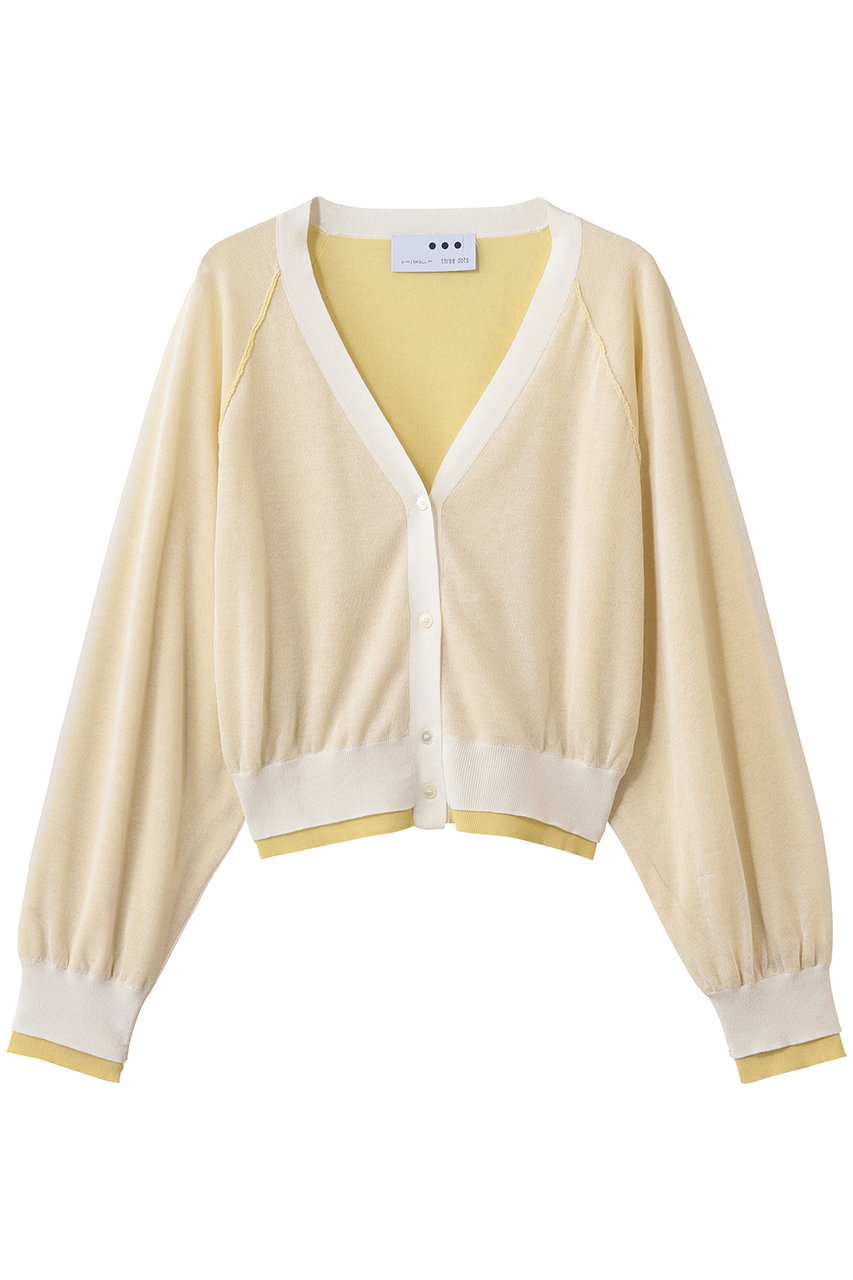 スリードッツ/three dotsのダブルレイヤー カーディガン(イエロー/MY7001Y)