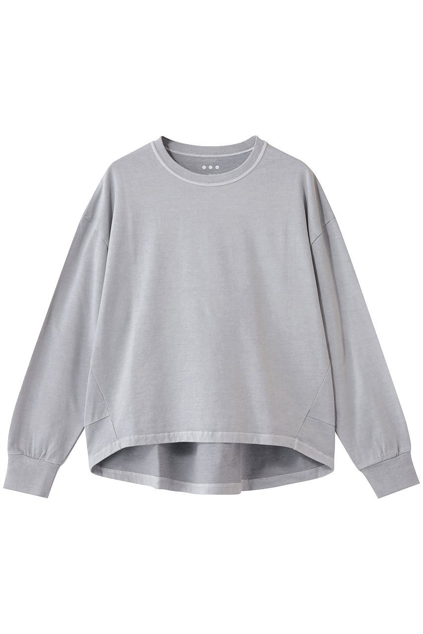 スリードッツ/three dotsのピグメントダイ ラグランスウェット(シアーグレー/EY2001Y)