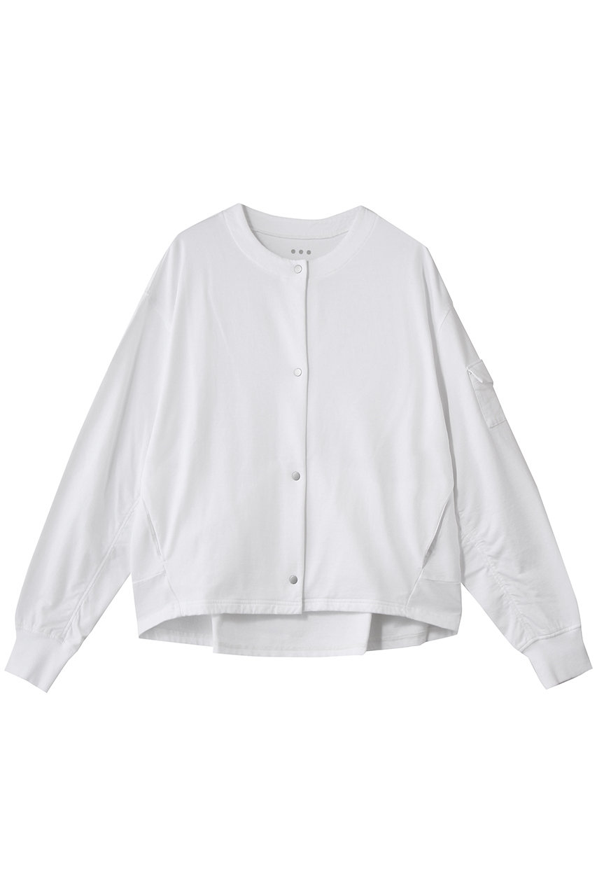 スリードッツ/three dotsのピグメントダイ ライトブルゾン(ホワイト/EY7001Y)