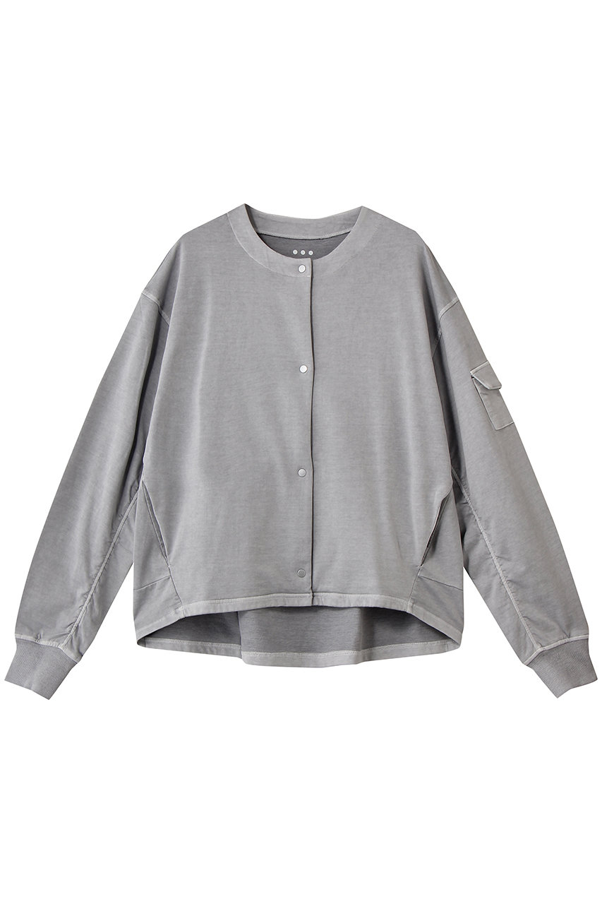 スリードッツ/three dotsのピグメントダイ ライトブルゾン(シアーグレー/EY7001Y)